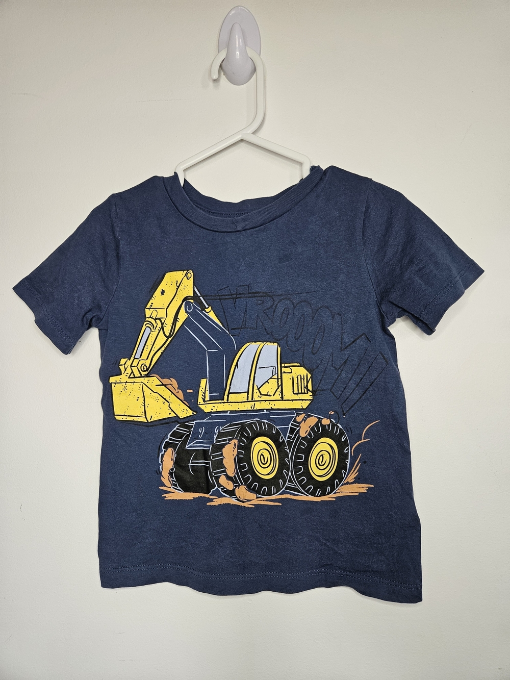 ​Toddler Blue Heathered Excavator Construction Truck Graphic T-Shirt Vroom🩷
